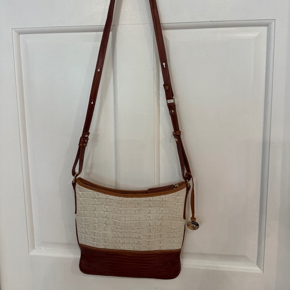 Brahmin leather tan and ivory crossbody. - Picture 1 of 14